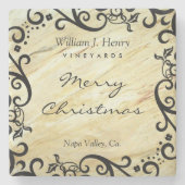 Personalize Christmas Marble Scroll Wine Stenen Onderzetter (Voorkant)