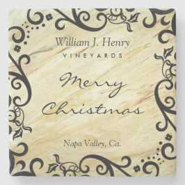 Personalize Christmas Marble Scroll Wine Stenen Onderzetter