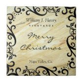 Personalize Christmas Marble Scroll Wine Tegeltje (Voorkant)