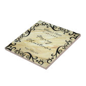 Personalize Christmas Marble Scroll Wine Tegeltje (Zijkant)