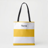 Personalize Classic Lemon Yellow + White Stripes Tote Bag (Voorkant)