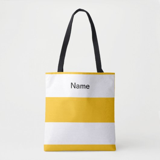 Personalize Classic Lemon Yellow +  White Stripes Tote Bag (Voorkant)