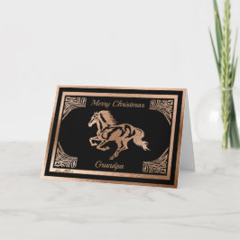 PERSONALIZE COPPER HORSE SILHOUETTE FEESTDAGEN KAART