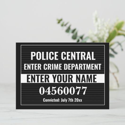 Personalize Custom Mugshot Sign Board Template Kaart (Staand voorkant)