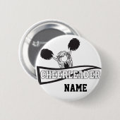 Personalize Cute Black Cheerleader Girl Ronde Button 5,7 Cm (Voorkant /achterkant)