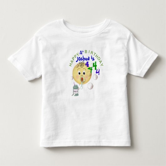 PERSONALIZE Cute Bubbles Happy Birthday for Boy Kinder Shirts (Voorkant)