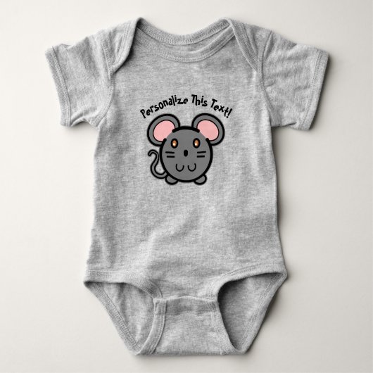 PERSONALIZE Cute Grey Mousie T-Shirt (Voorkant)