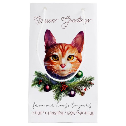 Personalize Cute Orange Cat Christmas Klein Cadeauzakje (Voorkant)
