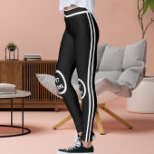Personalize Cute Pet Mama Black White Stripes Yoga Leggings