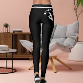 Personalize Cute Pet Mama Black White Stripes Yoga Leggings