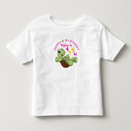 PERSONALIZE Cute Turtle Happy Birthday for Girl Kinder Shirts (Voorkant)