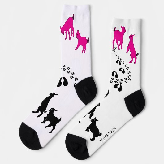 PERSONALIZE Dancing Goats and HoofPrints Socks Sokken (Links)