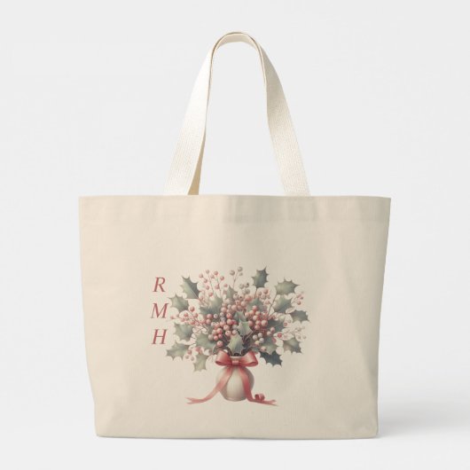 Personalize December Holly Tote Bag (Achterkant)