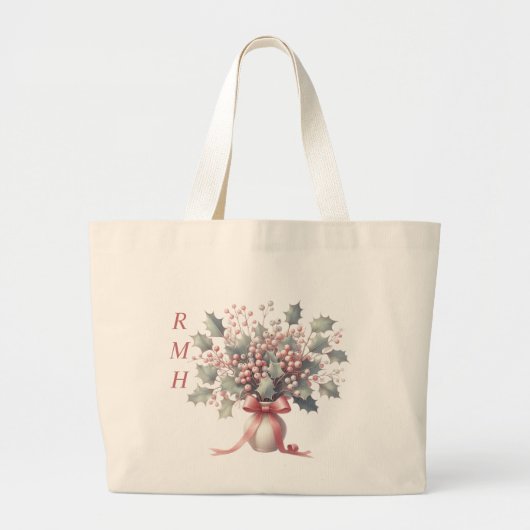 Personalize December Holly Tote Bag (Voorkant)