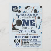 Personalize Digital Hockey 1st Birthday Party Kaart (Voorkant / Achterkant)