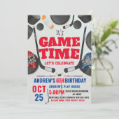 Personalize Digital Hockey Birthday Party Kaart (Staand voorkant)