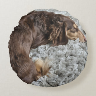 Personalize Dog Lover Pillow-Use Your Pet's Photo Rond Kussen
