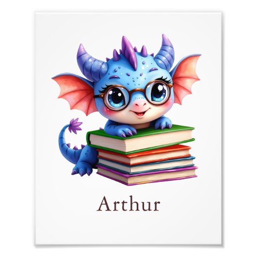 Personalize Dragon Art Print Custom Name Kids Room Foto Afdruk (Voorkant)