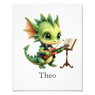 Personalize Dragon Art Print Custom Name Kids Room Foto Afdruk