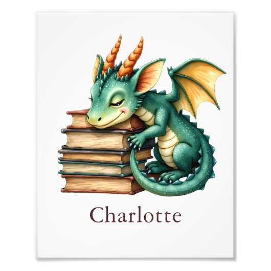 Personalize Dragon Art Print Custom Nursery Kids  Foto Afdruk (Voorkant)