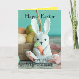 Personalize Easter Card - Felt Bunny Family Card Feestdagen Kaart