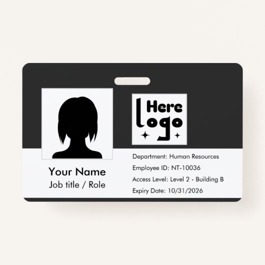 Personalize employee ID card with photo & QR code Badge (Voorkant)