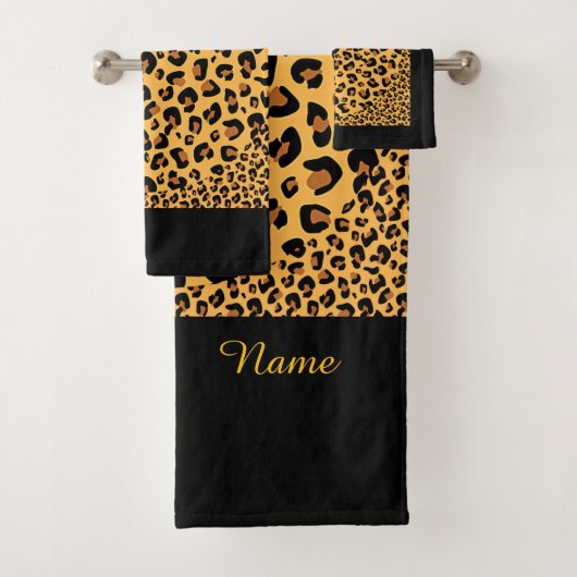 Personalize Faux Leopard Print Exotic  Bad Handdoek (Insitu)
