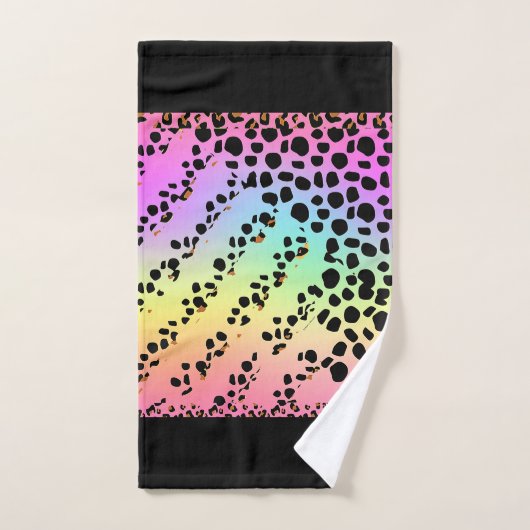 Personalize Faux Rainbow Leopard Animal Print  Bad Handdoek (Handdoek)
