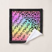 Personalize Faux Rainbow Leopard Animal Print  Bad Handdoek (Wasdoekje)