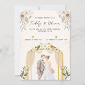Personalize Floral wedding Invitation Kaart (Voorkant)