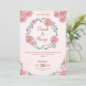 Personalize Floral wedding Invitation Kaart (Staand voorkant)