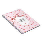 PERSONALIZE French Ribbon Hearts Pattern Notebook Notitieboek (Rechterzijde)
