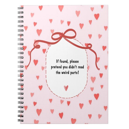 PERSONALIZE French Ribbon Hearts Pattern Notebook Notitieboek (Voorkant)