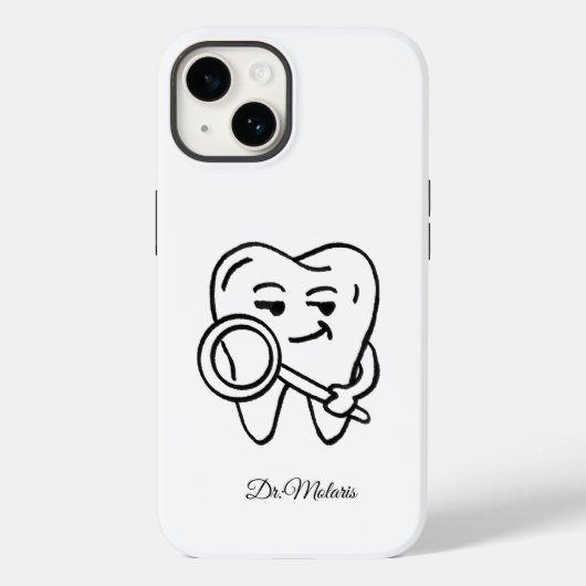 Personalize Funny Dentist Cartoon Tooth Phone Case (Achterkant)
