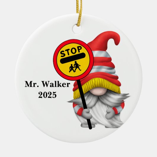 Personalize Gnome School Crossing Guard Keramisch Ornament (Voorkant)