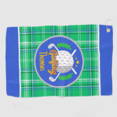 Personalize Golf Green Plaid Golfhanddoek (Horizontaal)