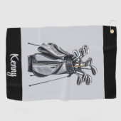 Personalize Gray  Golfhanddoek (Horizontaal)