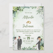Personalize green leafy  best wedding Invitation Kaart (Voorkant)