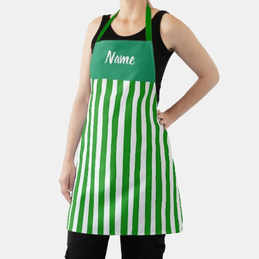 Personalize Green Stripe Kitchen Chef Schort (Insitu)