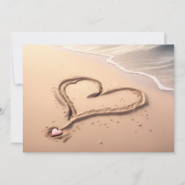 Personalize Greeting Card Beach Heart Feestdagenkaart