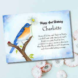Personalize Happy April Birthday with Bluebird Kaart