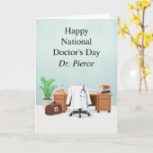 Personalize Happy Doctor's Day Doctor Office  Kaart (Gele Bloem)