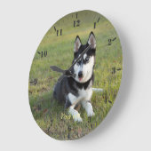 Personalize Happy playful Siberian Husky puppy Grote Klok (Hoek)