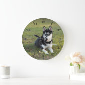 Personalize Happy playful Siberian Husky puppy Grote Klok (Huis)