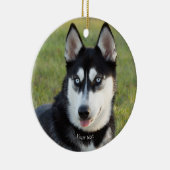 Personalize Happy playful Siberian Husky puppy Keramisch Ornament (Rechts)