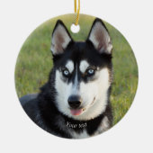 Personalize Happy playful Siberian Husky puppy Keramisch Ornament (Voorkant)