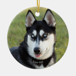 Personalize Happy playful Siberian Husky puppy Keramisch Ornament