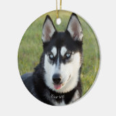 Personalize Happy playful Siberian Husky puppy Keramisch Ornament (Links)