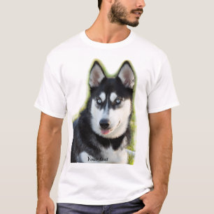 Personalize Happy playful Siberian Husky puppy T-shirt
