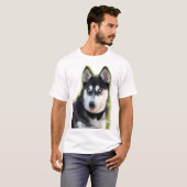 Personalize Happy playful Siberian Husky puppy T-shirt (Voorkant volledig)